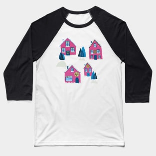 Pink House in the Winter Baseball T-Shirt